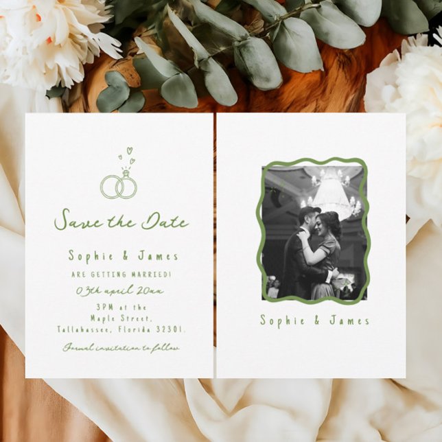 Convite Foto Boho Doodle casamento elegante simples (Criador carregado)