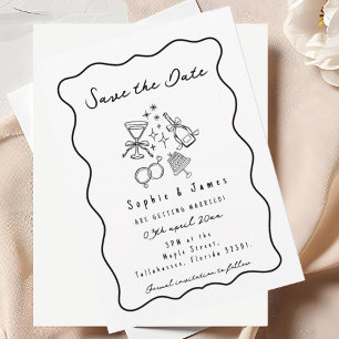 Convite Foto Boho Doodle Casamento elegante simples