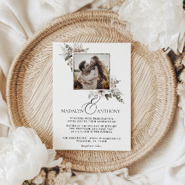 Convite Foto Boho Floral Watercolor Casamento