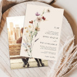 Convite Foto: Boho Wildflower Invitation<br><div class="desc">Este convite de casamento com na moda e elegantes monogramas de fotos apresenta lindas flores de aquarela pintadas manualmente organizadas como um buquê adorável perfeito para primavera,  verão ou casamentos outono. Encontre itens correspondentes na Coleção de Casamentos de Boho Wildflower.</div>