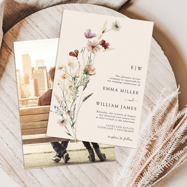 Convite Foto: Boho Wildflower Invitation (Tan Boho Wildflower Wedding Invitation and Gifts Collection by Painted Paperie
)