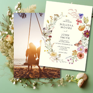 Convite Foto Boho Wildflower Wedding