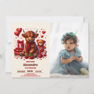 Convite Foto bonita Santa Vaca Highland 1 rua Primeiro Ani