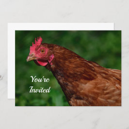 Convite Foto bonito de rosto de frango vermelho Aniversári
