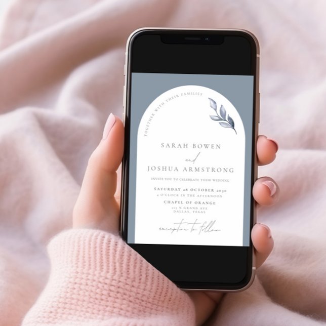 Convite Foto Botânica De Arco Azul Moderno Inv (Criador carregado)