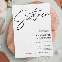 Convite Foto branca negra moderna e elegante Sweet 16