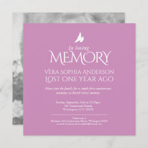 Convite Foto branca rosa-rosa da pomba do aniversário da m