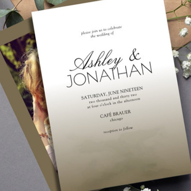 Convite Foto Brown de Casamento Moderno e Minimalista (Criador carregado)