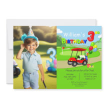 Foto carrinho de golfe vermelho de aniversário de 