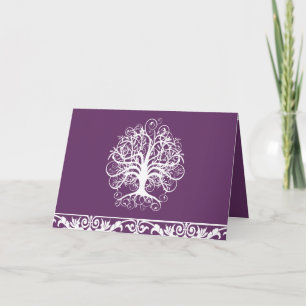 Convite Foto Casamento Convite-Plum & White Swirl Tree