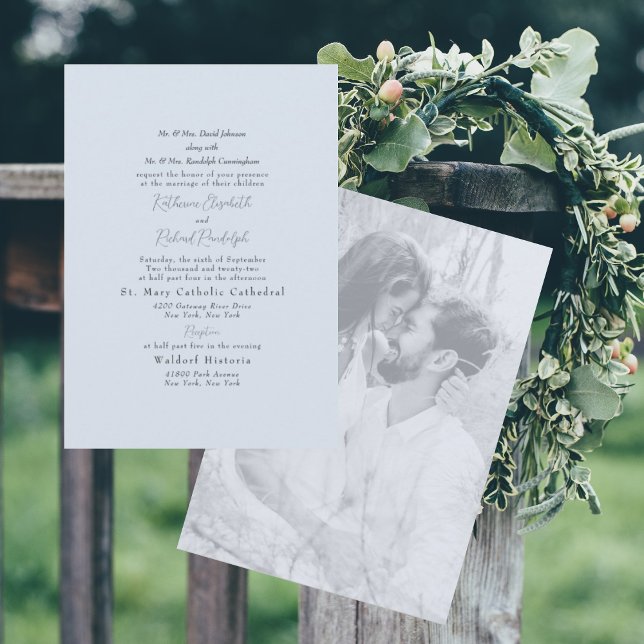 Convite Foto: Casamento de Ambos os Pais com Azul (Criador carregado)