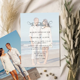 Convite Foto, Casamento de Caligrafia Moderna e Elegante