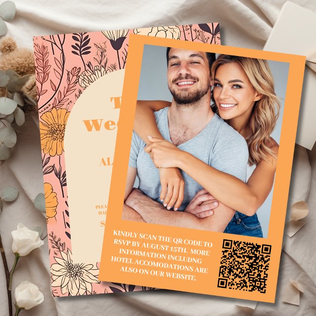 Convite Foto: Casamento de Flores Selvagens Amarelas Cor-d (Criador carregado)