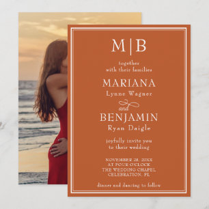 Convite Foto: Casamento de Terracotta Minimalista na Front