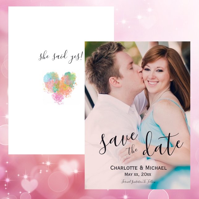 Convite Foto: Casamento Salvar a Data - Noiva e noiva (Photo Wedding Save The Date - Bride and Groom Invitation)