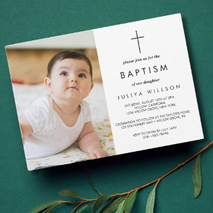 Convite Foto Chic Black Baptism
