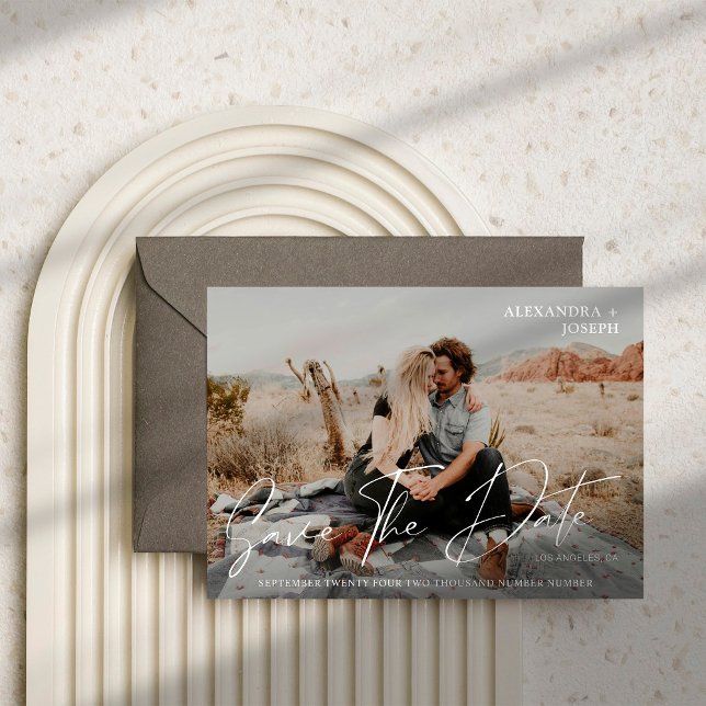 Convite Foto Chic Moderna Data Longa Salve a Data Branca (Criador carregado)