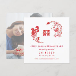 Convite Foto Chinesa Dragão-Phoenix Salva A Data