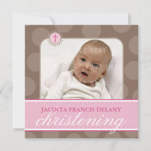 Convite FOTO CHRISTENING CONVIDA: polkadot 1SQ