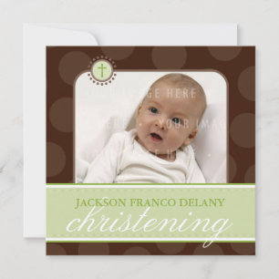 Convite FOTO CHRISTENING CONVIDA: Polkadot 4SQ