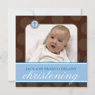 Convite FOTO CHRISTENING CONVIDA: Polkadot 6SQ