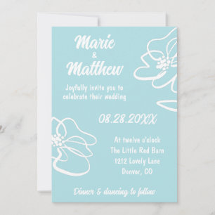 Convite Foto clássica Aqua Blue Floral Invitation