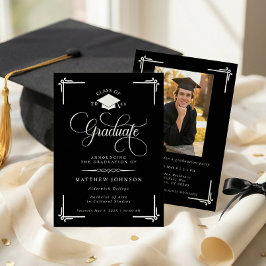 Convite Foto Clássica de Formatura Preto e Branco