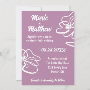 Convite Foto Clássica Pale Mauve Floral Invitation