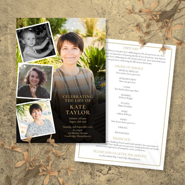 Convite Foto Colagem Funeral Ordem de Serviço (Photo Collage Funeral Order Of Service Program)