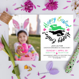 Convite Foto Colorida Da Caça De Ovo Do felz pascoa Brunch