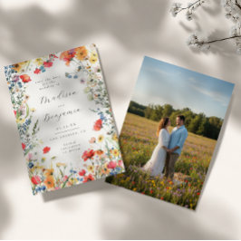 Convite Foto Colorida de Casamento Floral para Salvar a Da