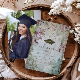 Convite Foto Colorida Festa de formatura de flor selvagem
