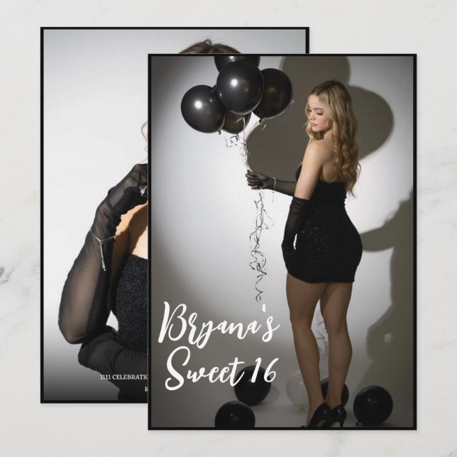 Convite Foto Completa Frente e Verso Moderno Elegante Doce (Frente/Verso)