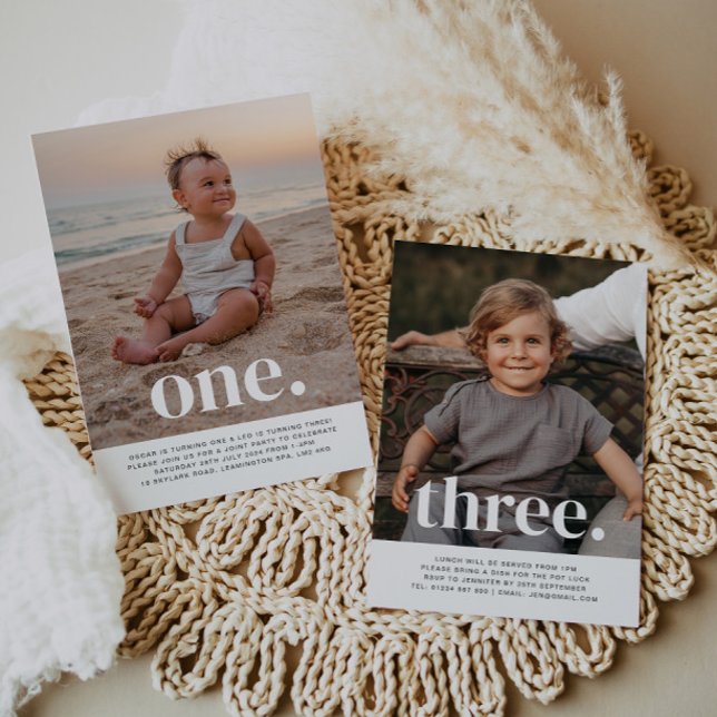 Convite Foto conjunta de dois lados - Meninos (Criador carregado)