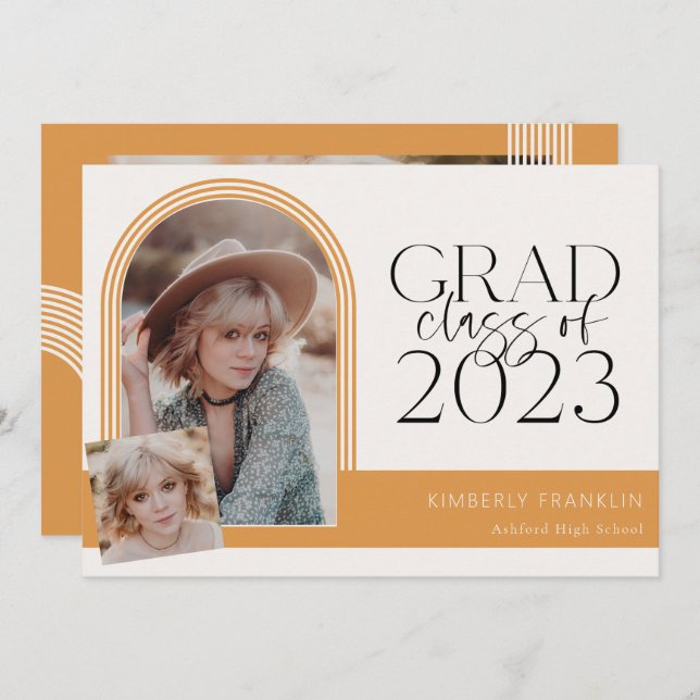 Convite Foto Contemporânea de Graduação Chic (Frente/Verso)