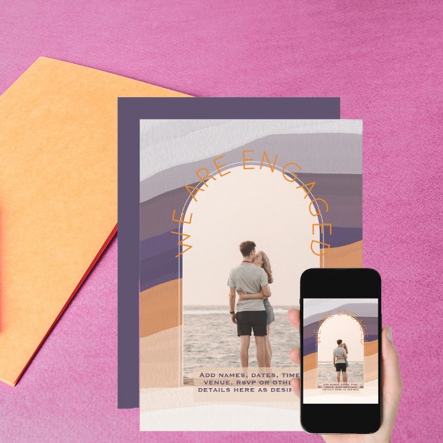 Convite Foto Convidar Dave Date Purple Orange Weding (Criador carregado)