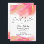 Convite Foto cor-de-água-cor-de-rosa dourada, cor-de-rosa,<br><div class="desc">Foto cor-de-coral cor-de-rosa,  dourada,  doce 16 festa de aniversário,  com uma caligrafia de guião. Adicione sua foto atrás. Entre em contato comigo para mudar a fonte principal.</div>