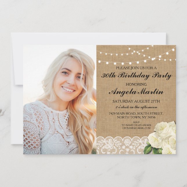 Convite Foto cor-de-rosa do laço de serapilheira da festa (Frente)