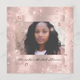 Convite Foto cor-de-rosa dos cristais do aniversário do