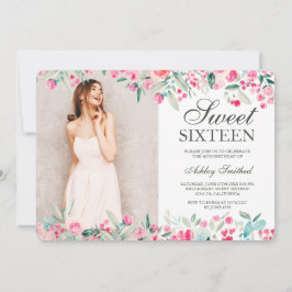 Convite Foto cor verde-palha verde-pastel de aquarela Doce