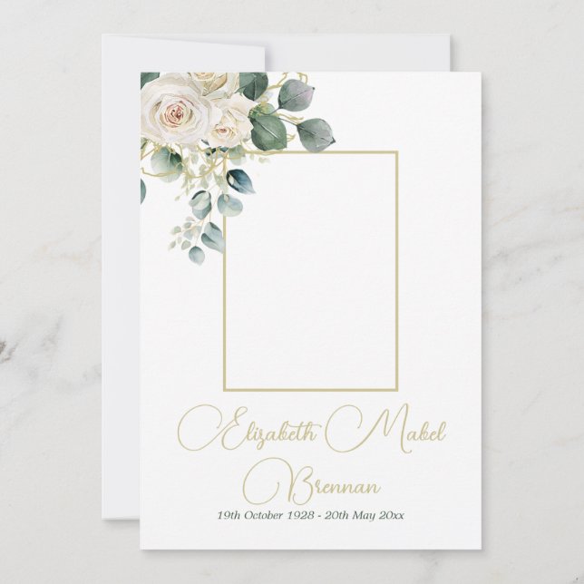 Convite Foto Cristã Funeral Elegante Rosa Floral (Verso)