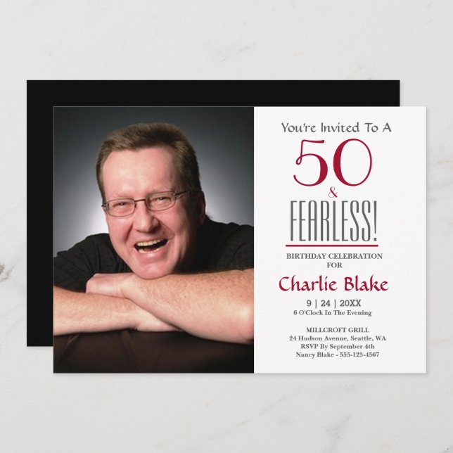 Convite Foto da 50ª Festa de aniversário (Frente/Verso)