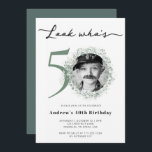 Convite Foto da 50ª Festa de aniversário<br><div class="desc">A 50ª Festa de aniversário da Foto de Convite para a design de aquarela é uma impressionante mistura de vintage e elementos modernos que se juntam para criar uma obra de arte verdadeiramente única e bela. Os delicados ramos de eucalipto, rendidos em uma paleta de cores macia e muda, adicionam...</div>