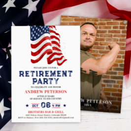 Convite Foto da Bandeira Patriótica dos EUA Retrato Festa 