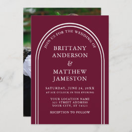 Convite Foto da Burgundy do Casamento de Arch Na moda Mode