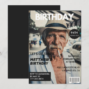 Convite Foto da capa da revista engraçada preta 94º aniver