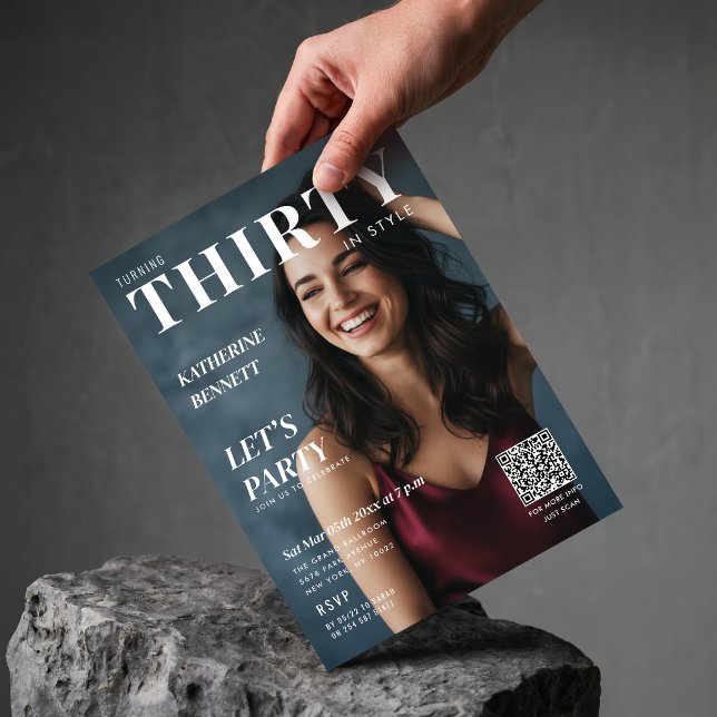 Convite Foto da Capa da Revista Festa de Aniversário de 30 (Criador carregado)