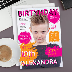 Convite Foto da Capa da Revista Rosa Laranja de Meninas Fo