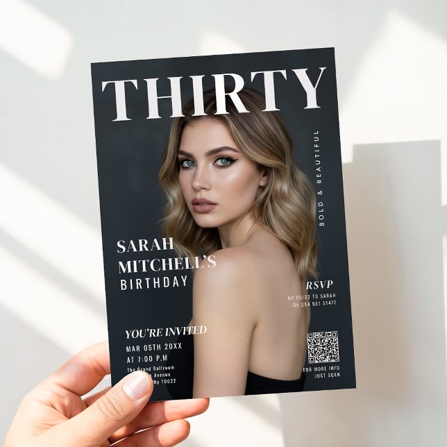 Convite Foto da Capa da Revista Stylish com Código QR de A (Criador carregado)