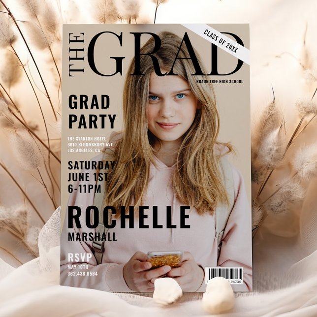 Convite Foto da Capa de Revista com Estilo Festa de Format (Criador carregado)